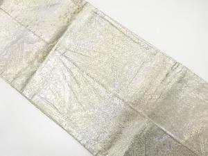 アンティーク　雲に斜め格子に華紋・尾長鳥模様織り出し袋帯（材料）